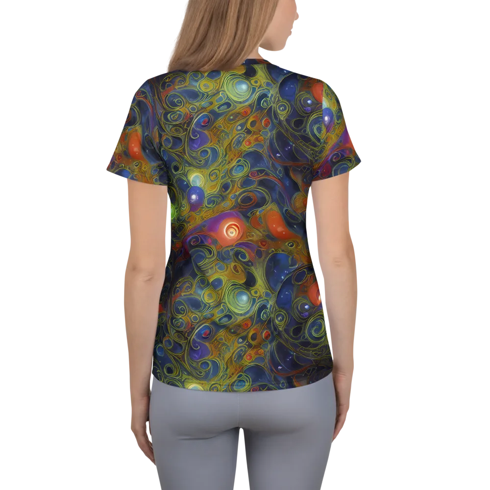 Nebula Marbling on Women's Athletic T-Shirt — Back
