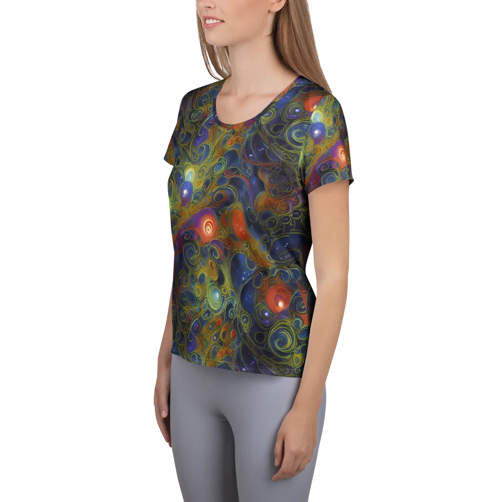 Nebula Marbling on Women's Athletic T-Shirt — Left