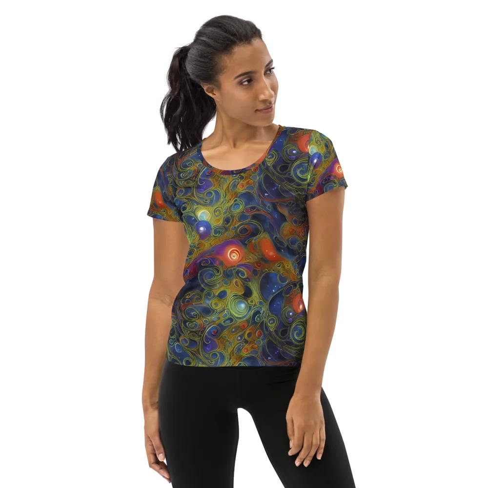 Nebula Marbling on Women's Athletic T-Shirt — Front