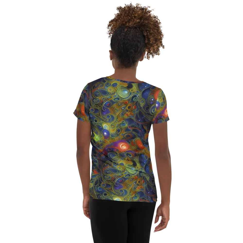 Nebula Marbling on Women's Athletic T-Shirt — Back