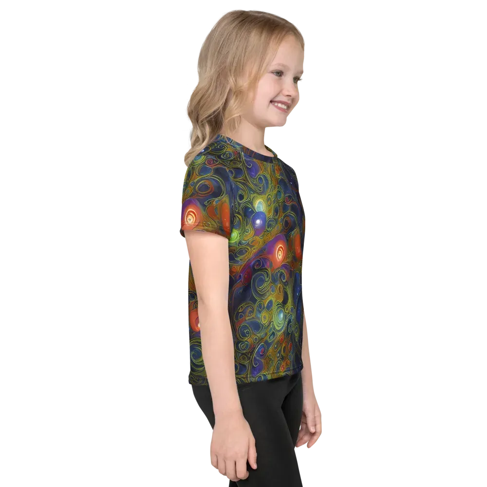 Nebula Marbling on Kids Crew Neck T-Shirt — Right