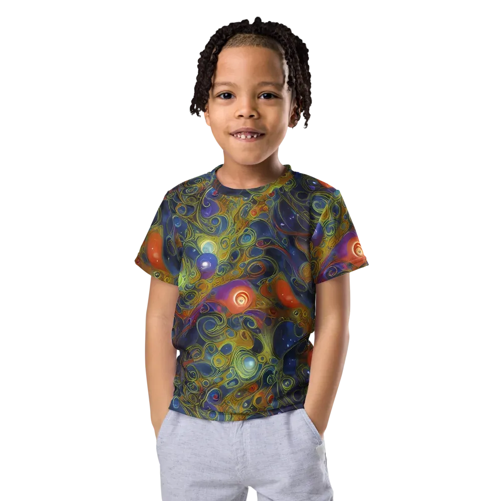 Nebula Marbling on Kids Crew Neck T-Shirt — Front