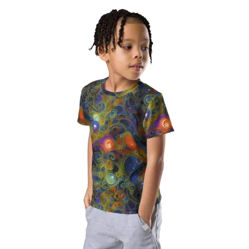 Nebula Marbling on a Kids Crew Neck T-Shirt