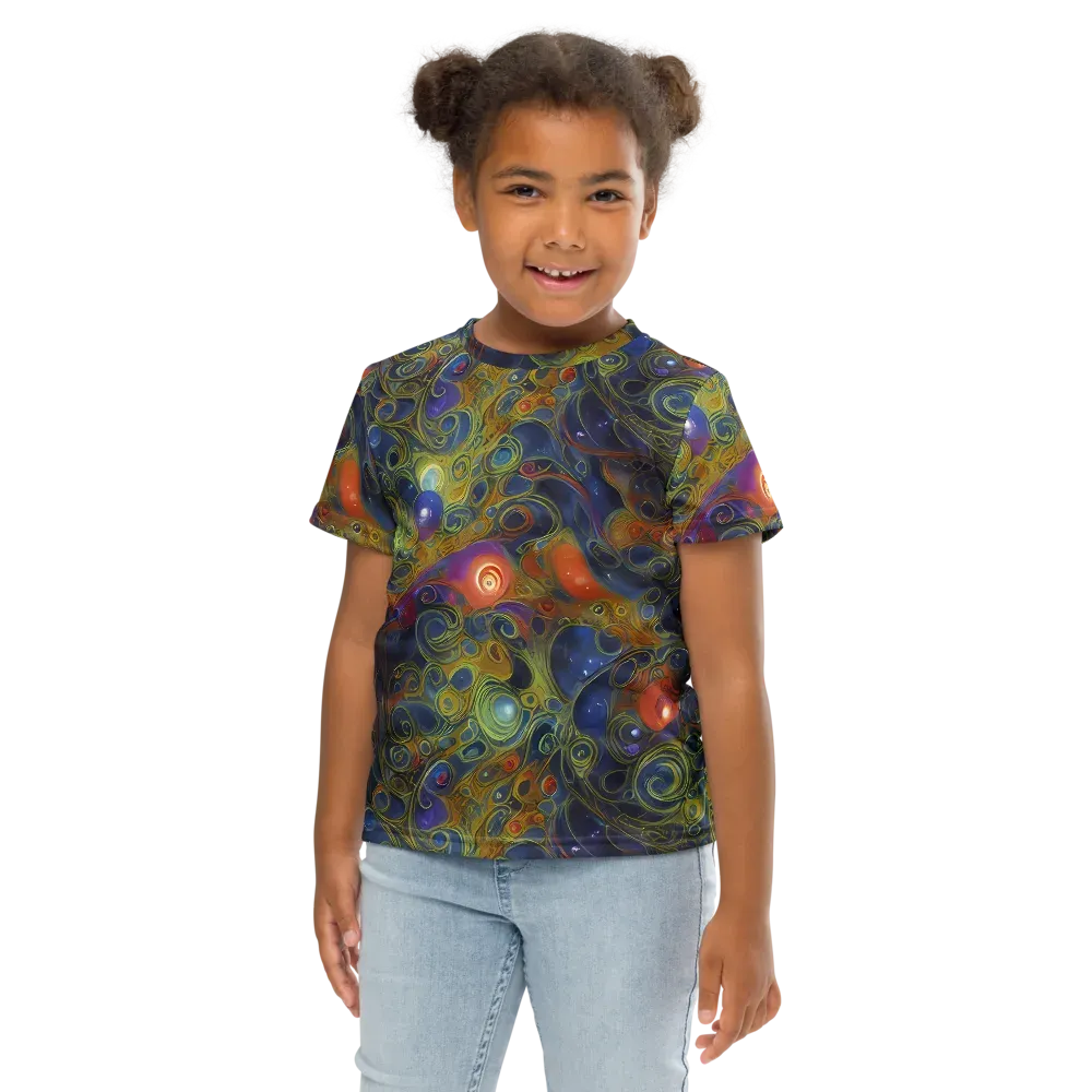 Nebula Marbling on Kids Crew Neck T-Shirt — Front