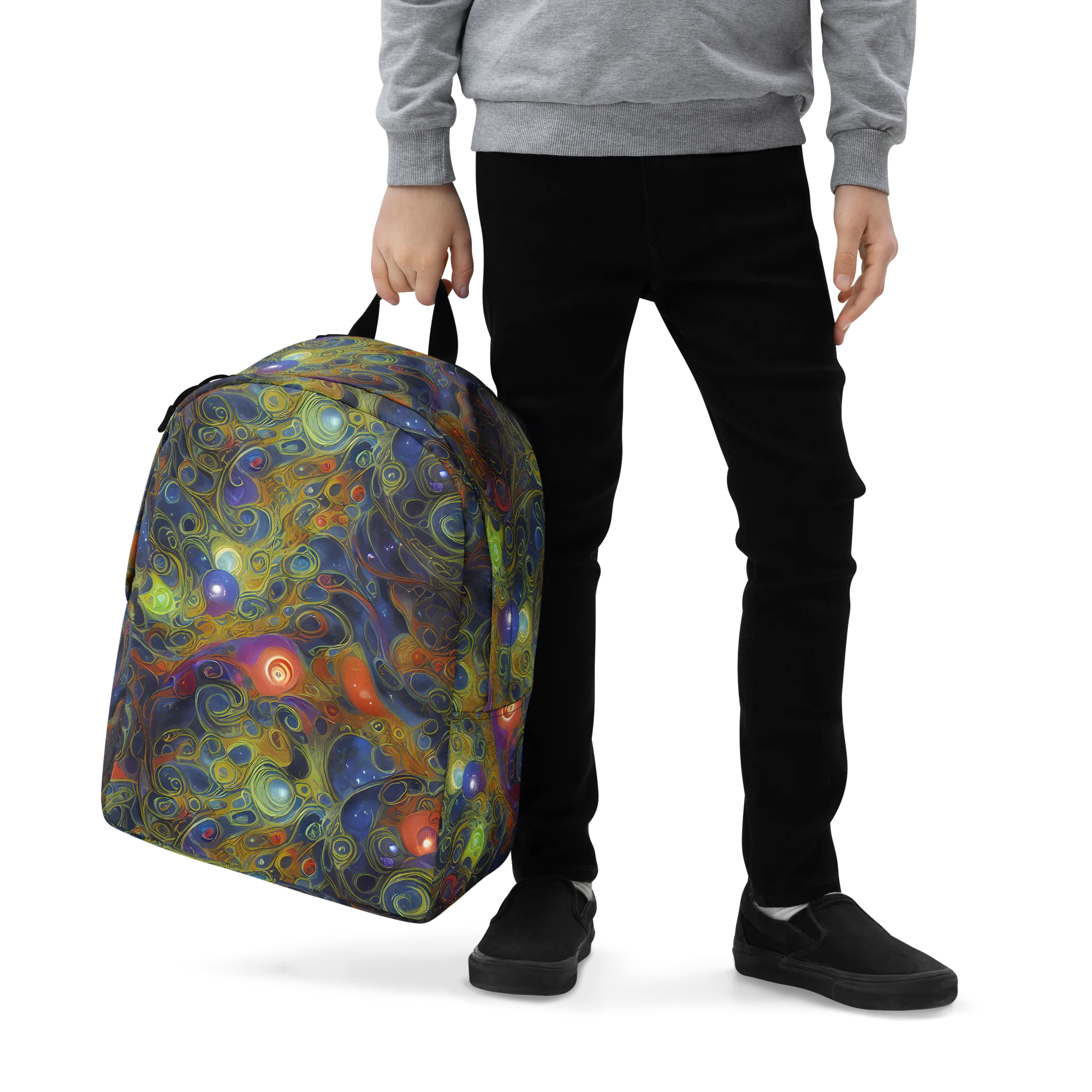 Nebula Marbling on Minimalist Backpack — Zoomed-in