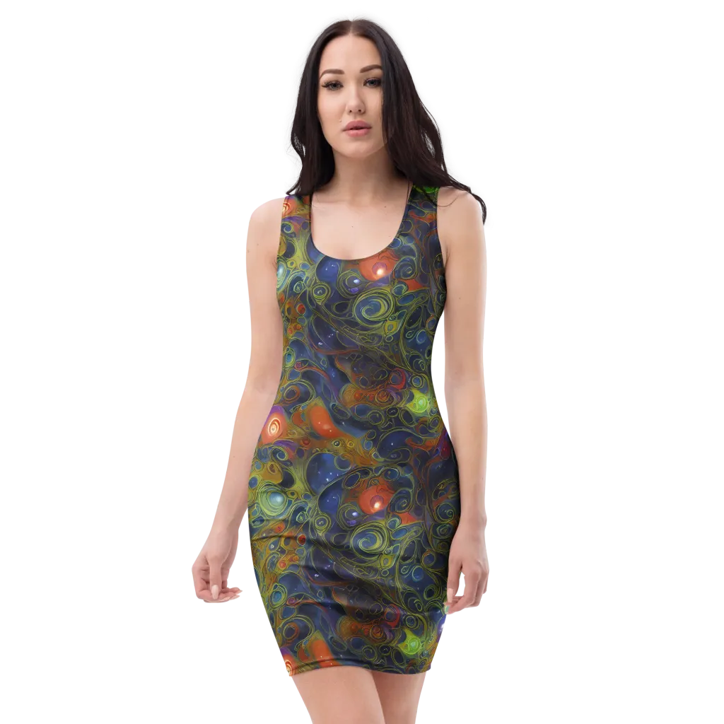 Nebula Marbling on Bodycon Dress — Front