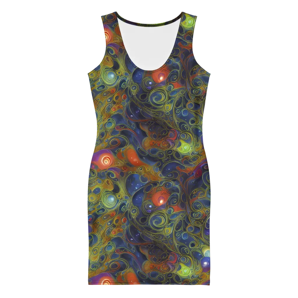 Nebula Marbling on Bodycon Dress — Front