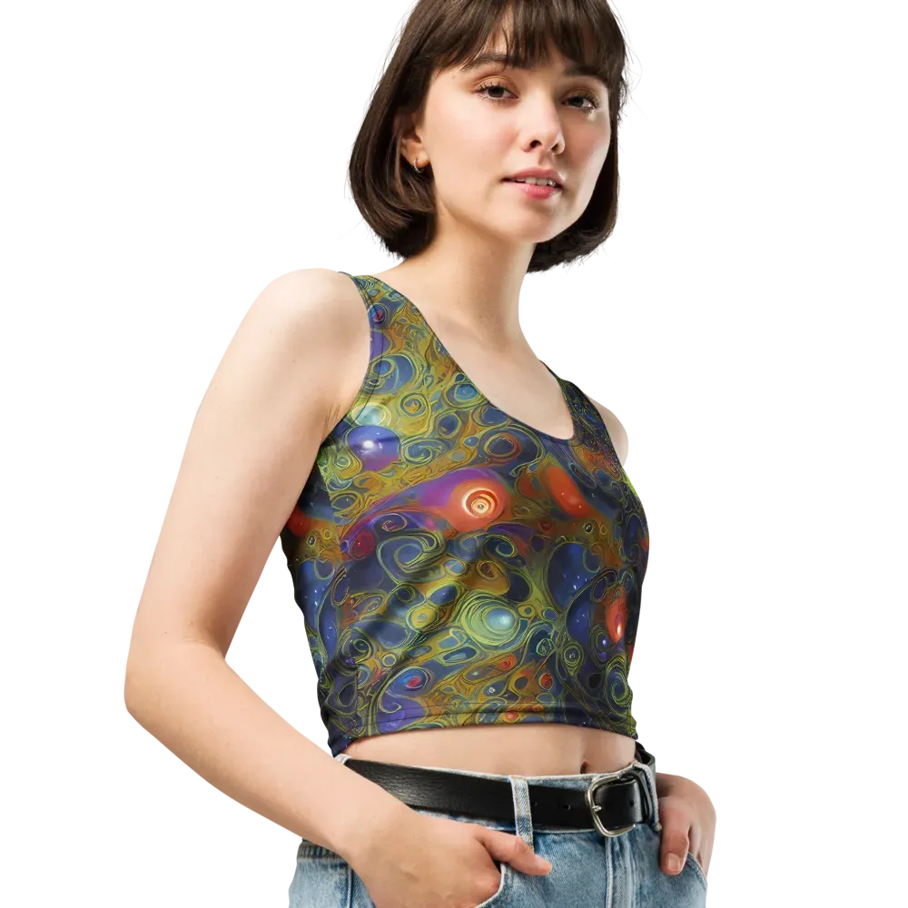 Nebula Marbling on Crop Top — Right Front