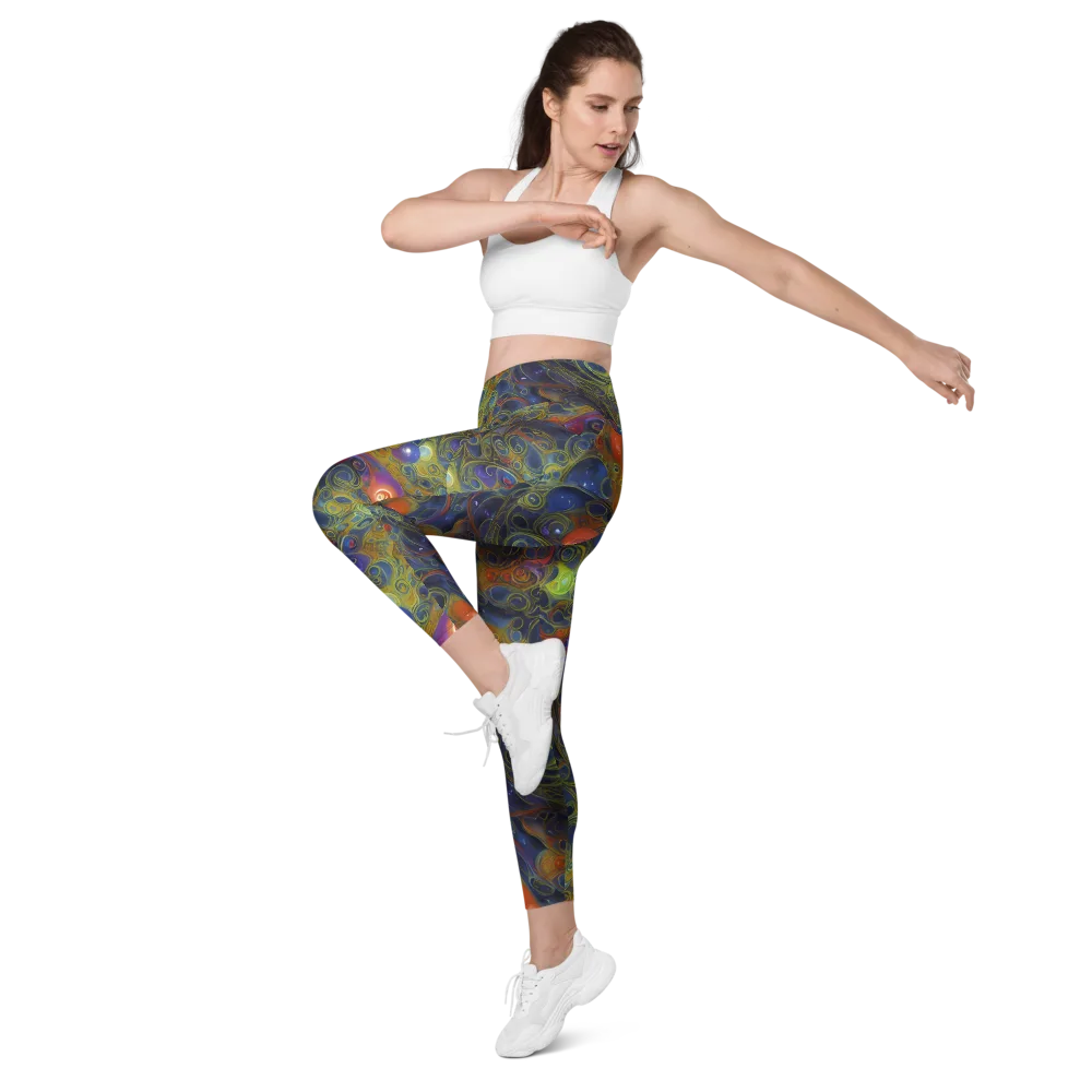 Nebula Marbling on Leggings with Pockets — Left Front