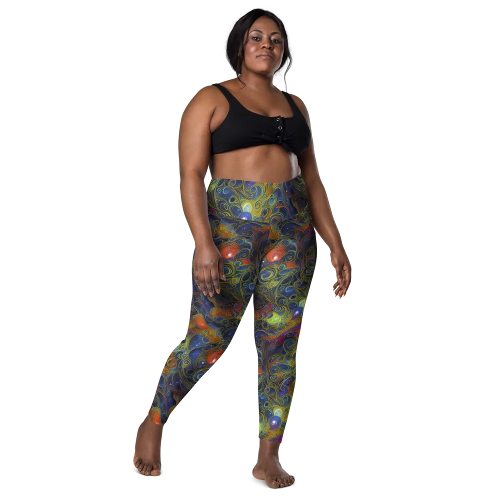 Nebula Marbling on Leggings with Pockets — Front