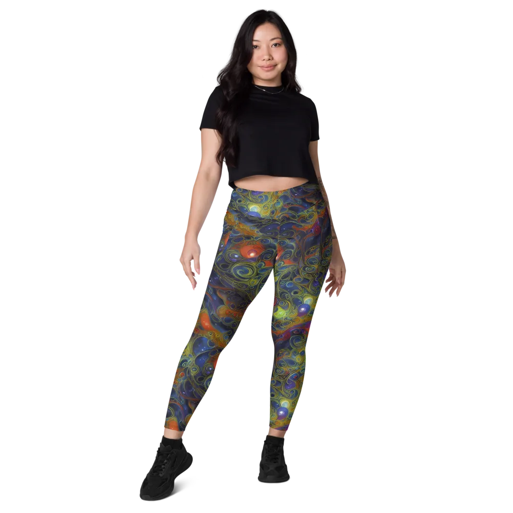 Nebula Marbling on Leggings with Pockets — Front