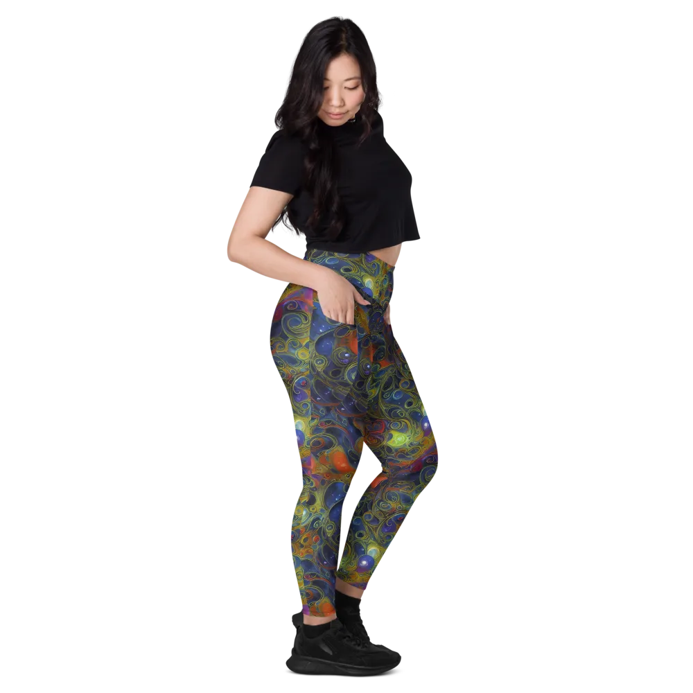 Nebula Marbling on Leggings with Pockets — Right
