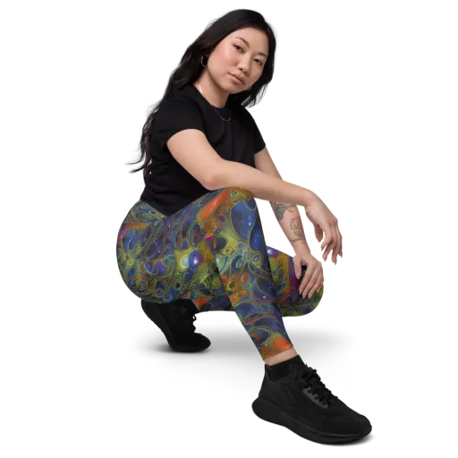 Nebula Marbling on a Leggings with Pockets