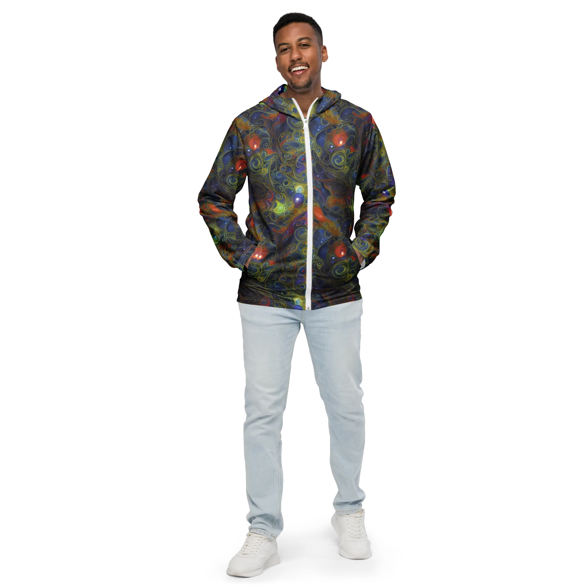 Nebula Marbling on Men's Windbreaker — Front