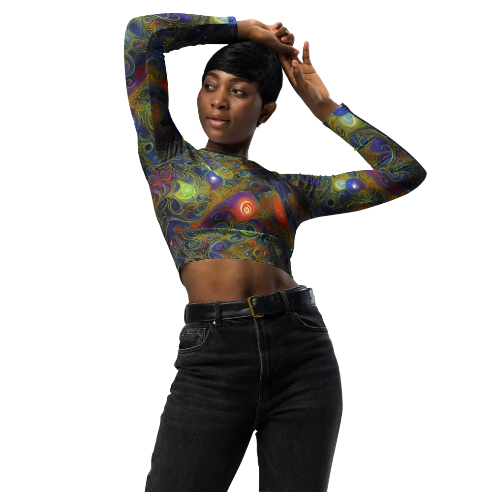 Nebula Marbling on Long Sleeve Crop Top — Front