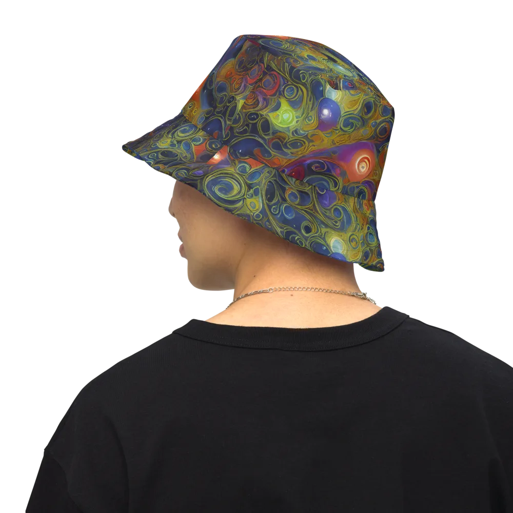 Nebula Marbling on Reversible Bucket Hat — Back Inside