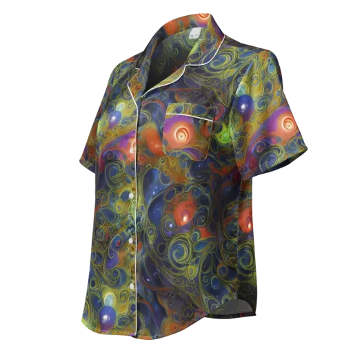 Nebula Marbling on a Women's Short Sleeve Pajama Top