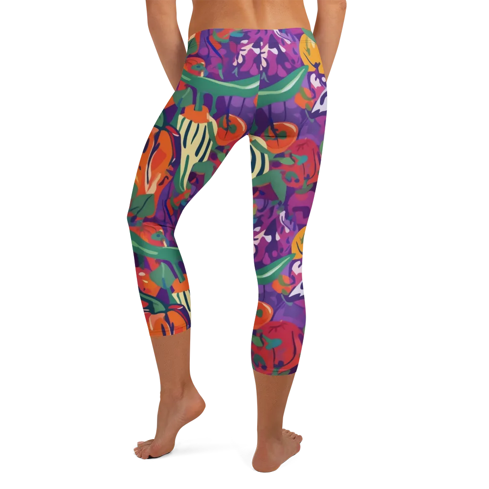 Prismatic Harvest on Capri Leggings — Back