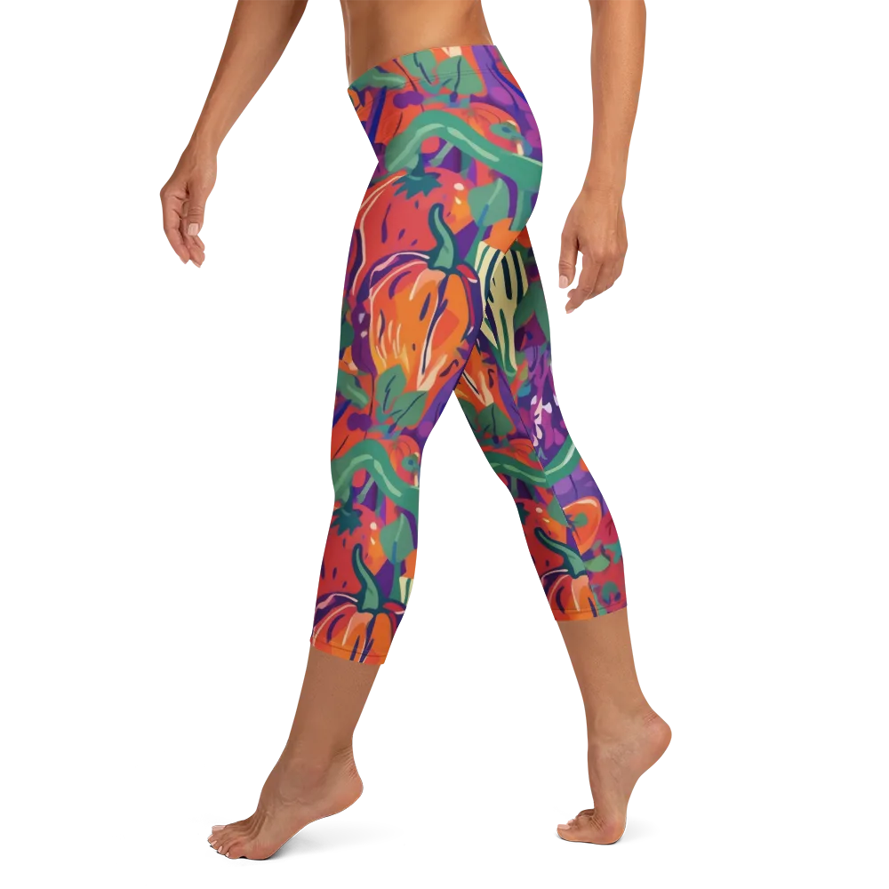 Prismatic Harvest on Capri Leggings — Left