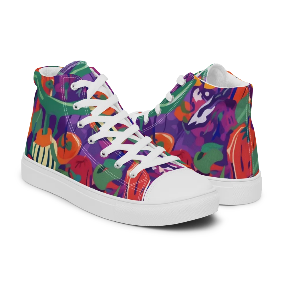 Prismatic Harvest on Men's High Top Canvas Shoes — Right
