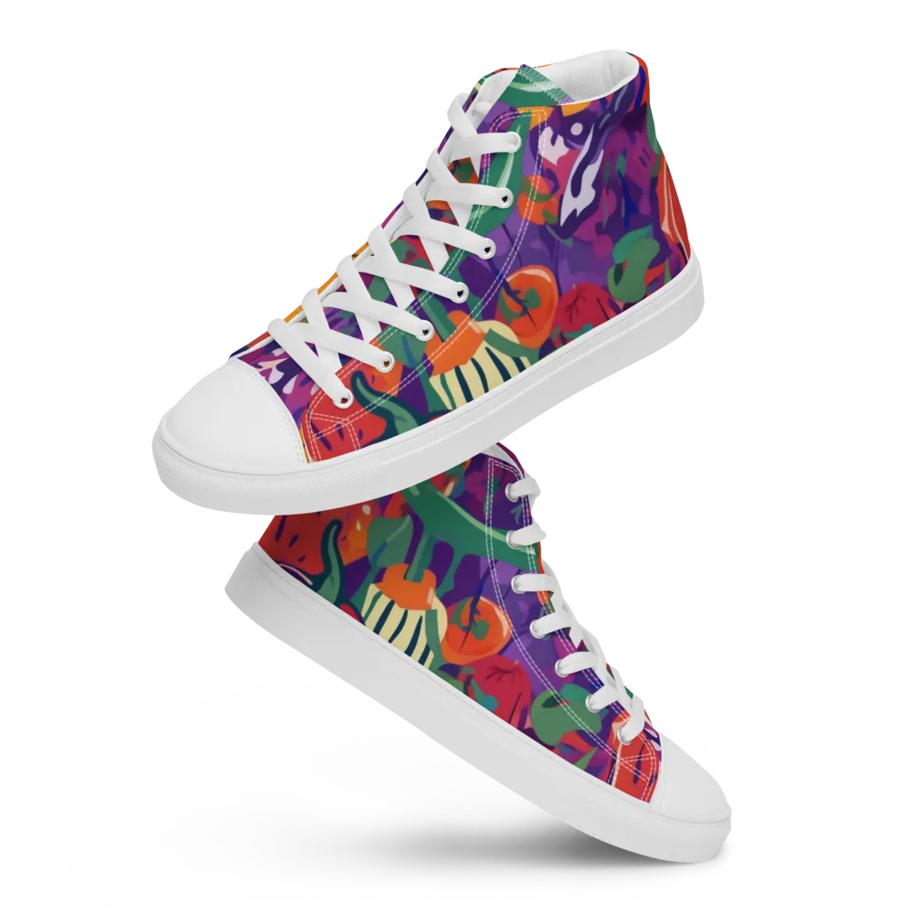 Prismatic Harvest on Men's High Top Canvas Shoes — Front