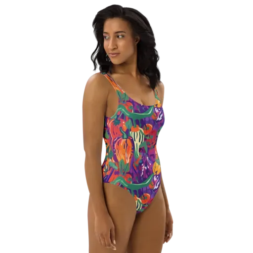 Prismatic Harvest on a One-Piece Swimsuit