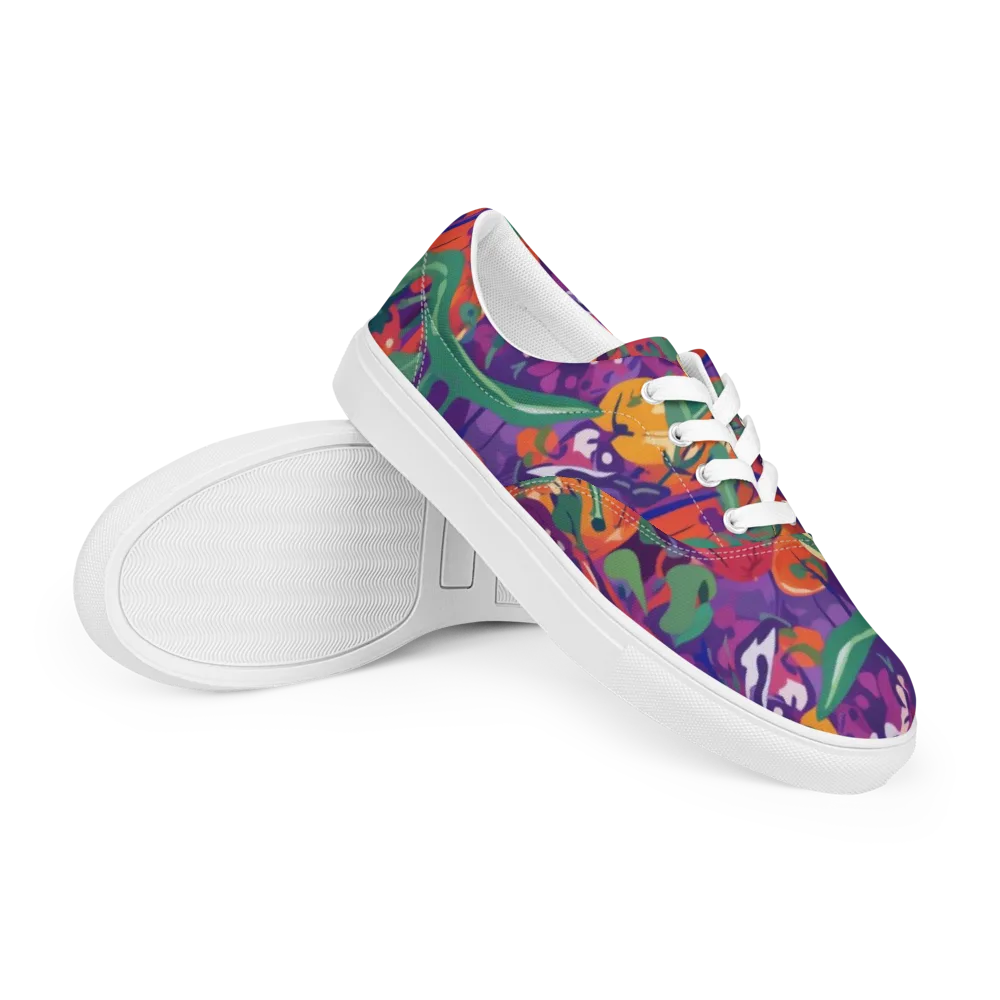 Prismatic Harvest on Men's Lace-Up Canvas Shoes — Right Front