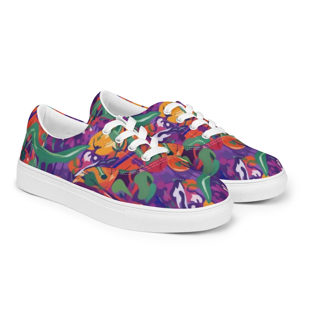 Prismatic Harvest on Men's Lace-Up Canvas Shoes — Right Front