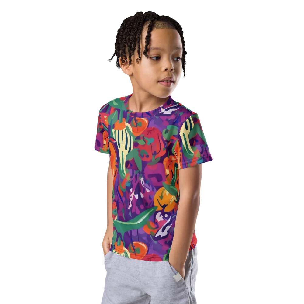 Prismatic Harvest on Kids Crew Neck T-Shirt — Left Front