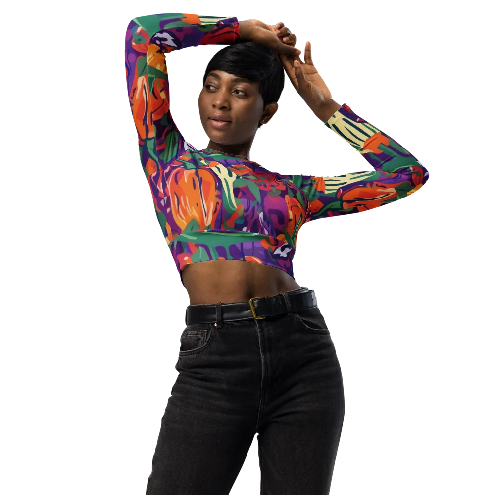 Prismatic Harvest on Long Sleeve Crop Top — Front