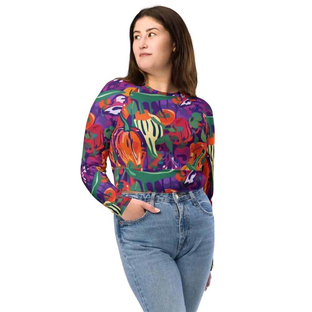 Prismatic Harvest on Long Sleeve Crop Top — Front