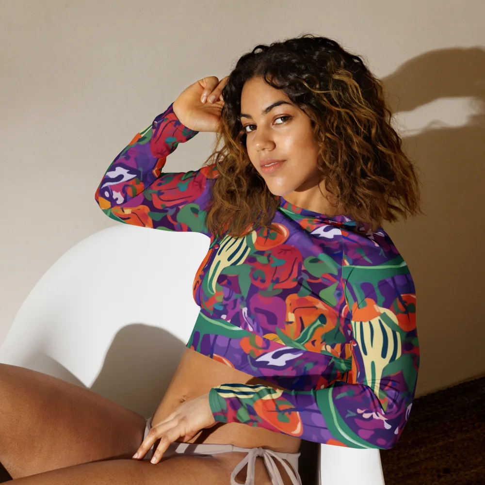 Prismatic Harvest on Long Sleeve Crop Top — Left Front
