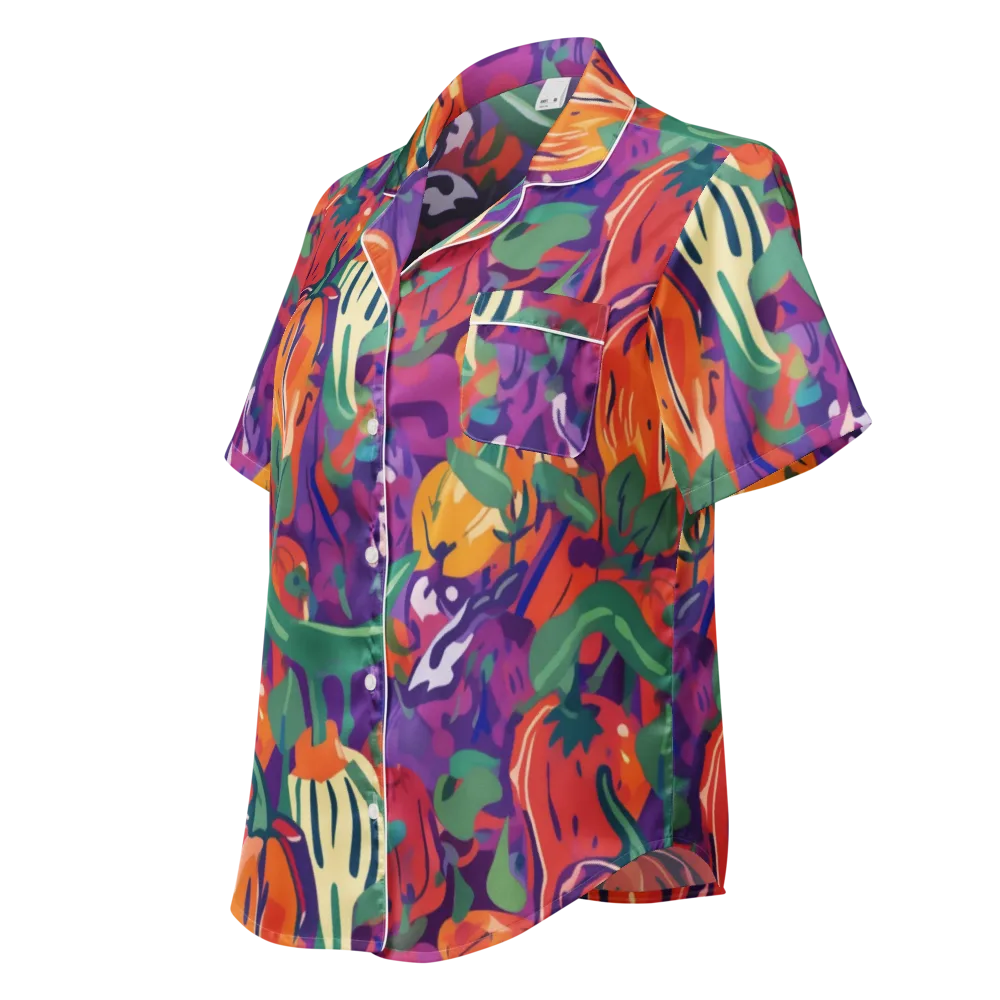 Prismatic Harvest on Women's Short Sleeve Pajama Top — Left Front