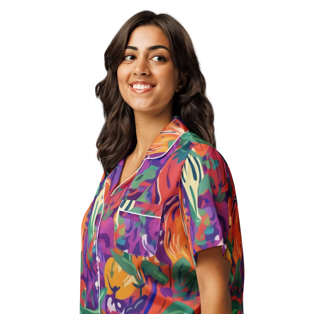 Prismatic Harvest on Women's Short Sleeve Pajama Top — Left Front