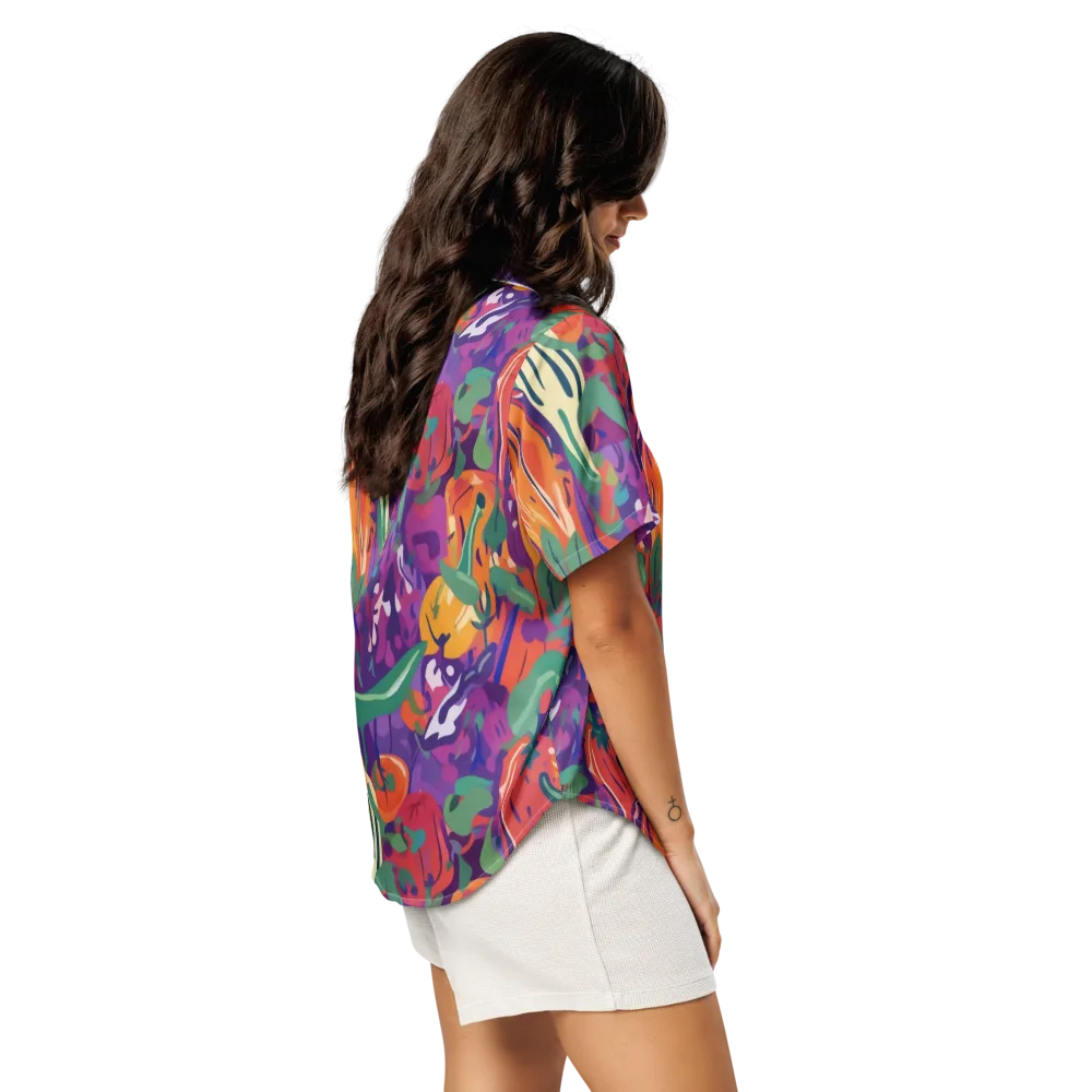 Prismatic Harvest on Women's Short Sleeve Pajama Top — Right Back