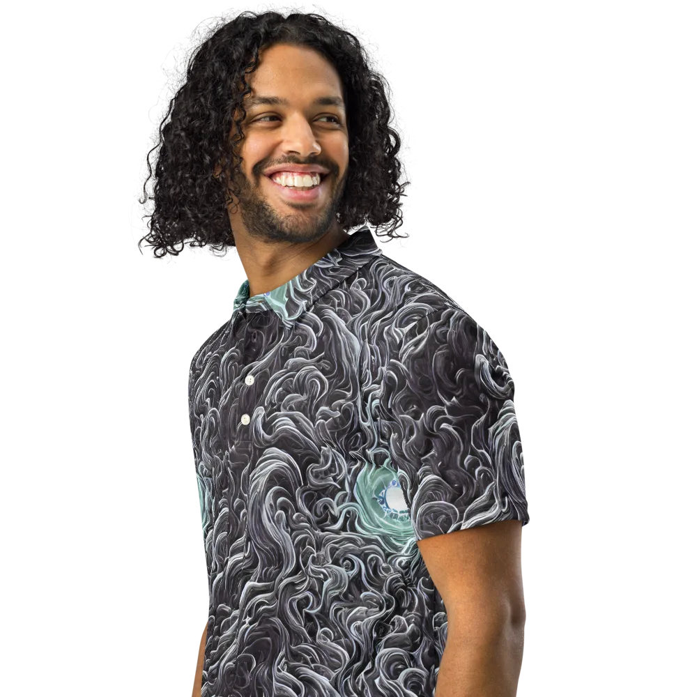 Savrasov Swirls on Men's Slim Fit Polo Shirt — Left Front