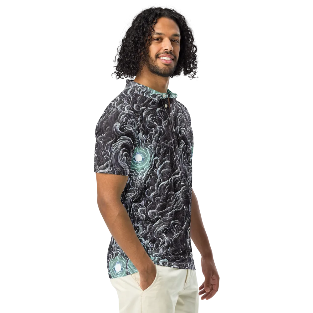 Savrasov Swirls on Men's Slim Fit Polo Shirt — Right Front
