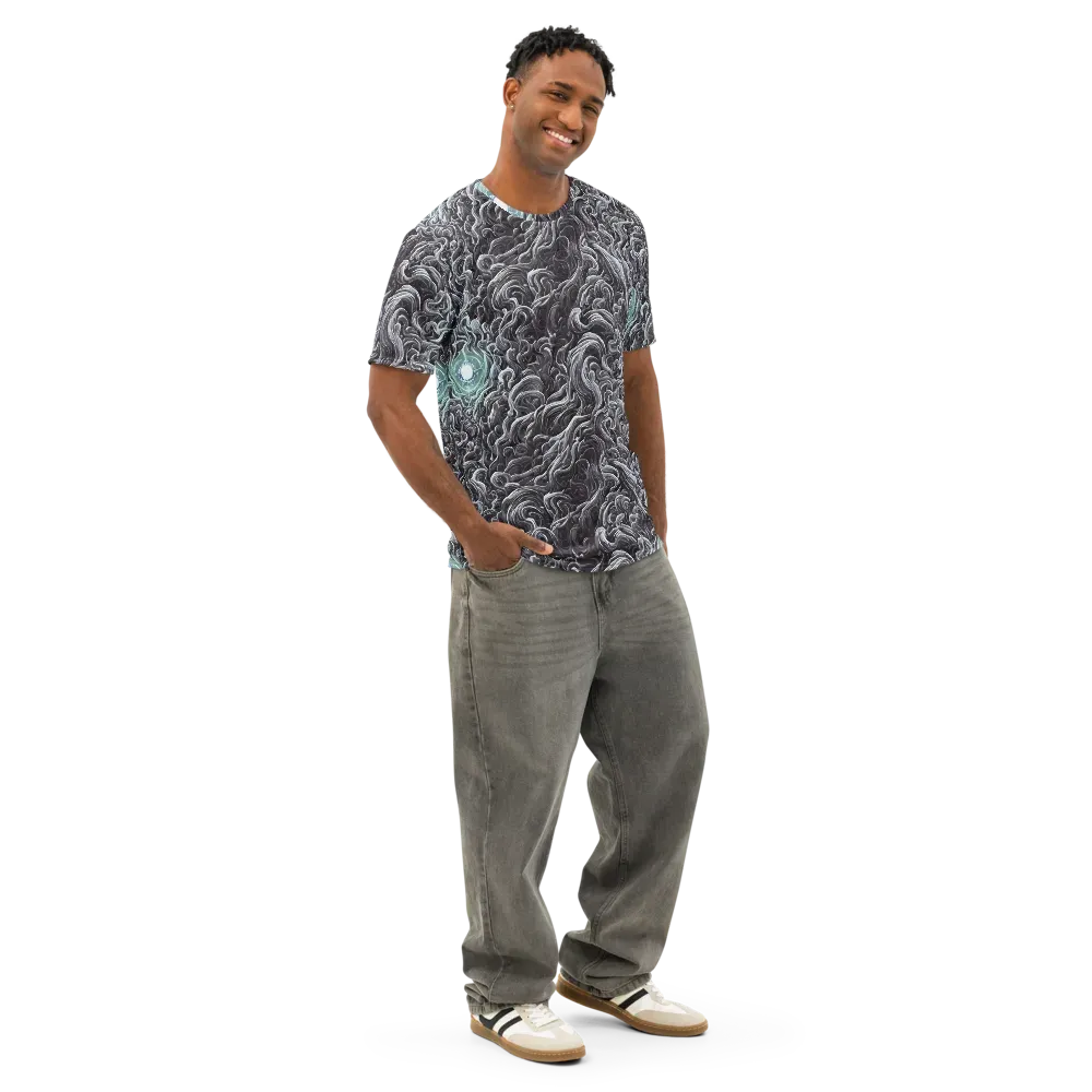 Savrasov Swirls on Men's Cotton Crew Neck T-Shirt — Right Front