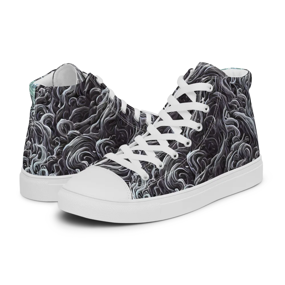 Savrasov Swirls on Men's High Top Canvas Shoes — Left