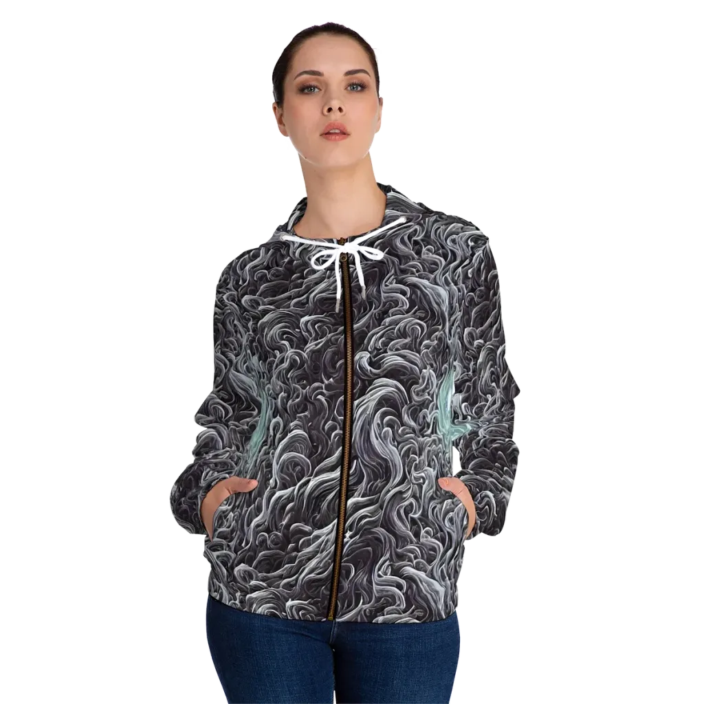 Savrasov Swirls on Women's Full-Zip Hoodie — Front On Person