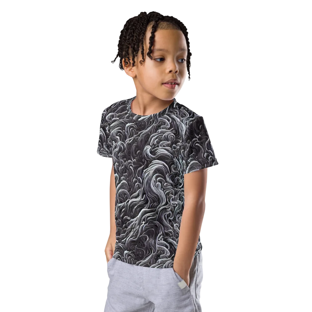 Savrasov Swirls on Kids Crew Neck T-Shirt — Left Front