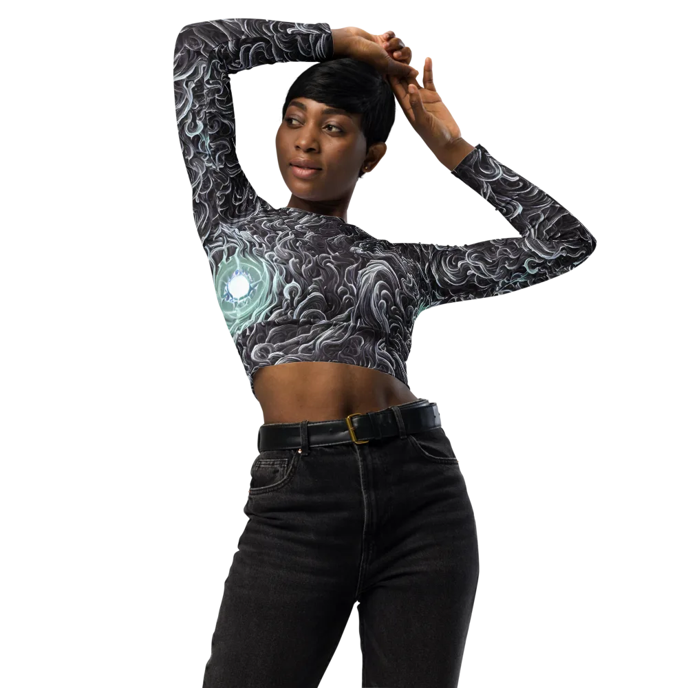Savrasov Swirls on Long Sleeve Crop Top — Front