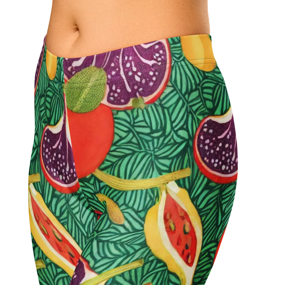 Tropical Still Life on Capri Leggings — Zoomed-in
