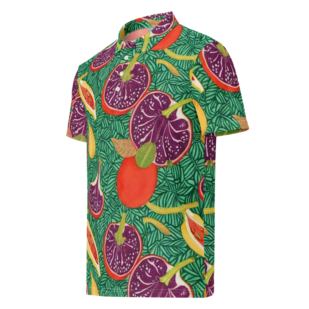 Tropical Still Life on Men's Slim Fit Polo Shirt — Left Front