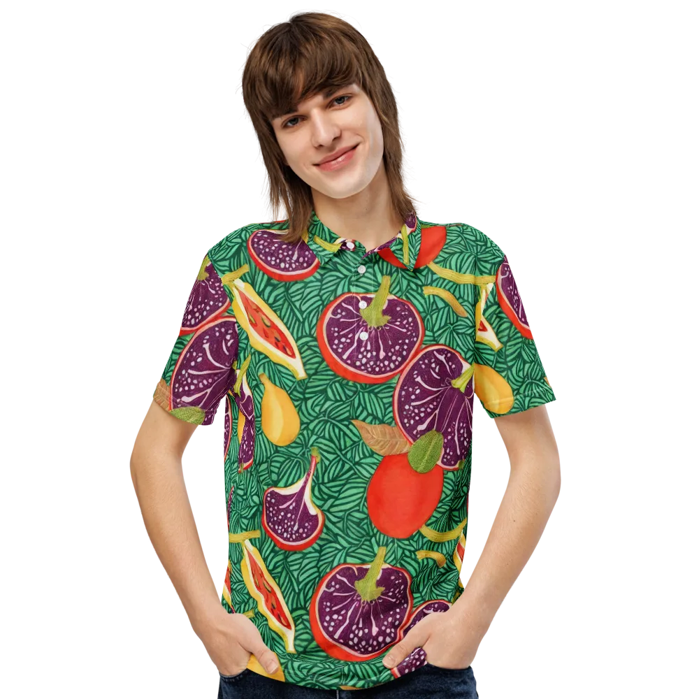 Tropical Still Life on Men's Slim Fit Polo Shirt — Front