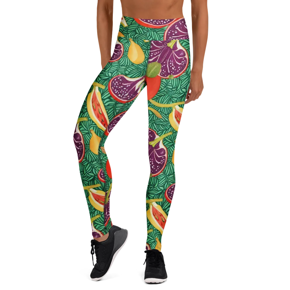 Tropical Still Life on Yoga Leggings — Front