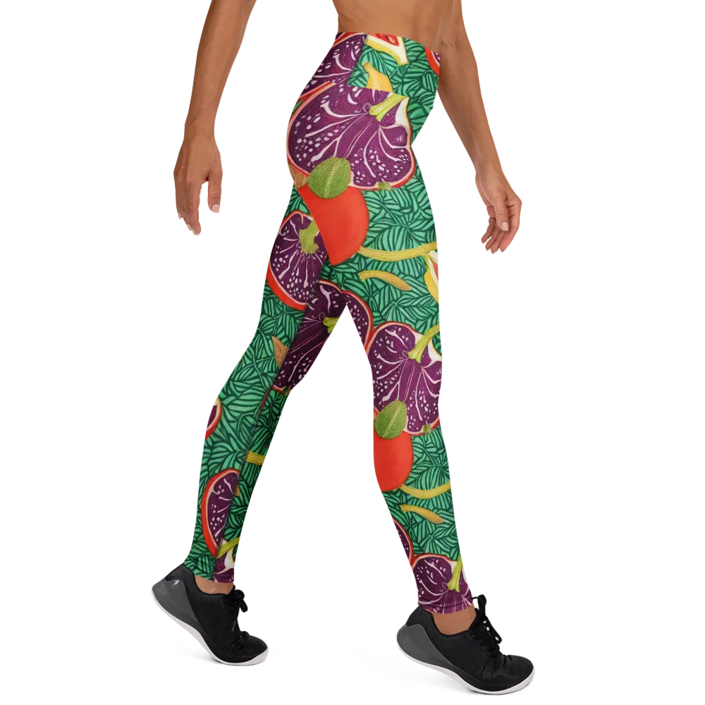 Tropical Still Life on Yoga Leggings — Right