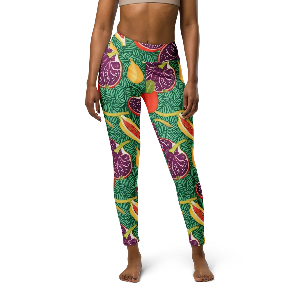 Tropical Still Life on Yoga Leggings — Front