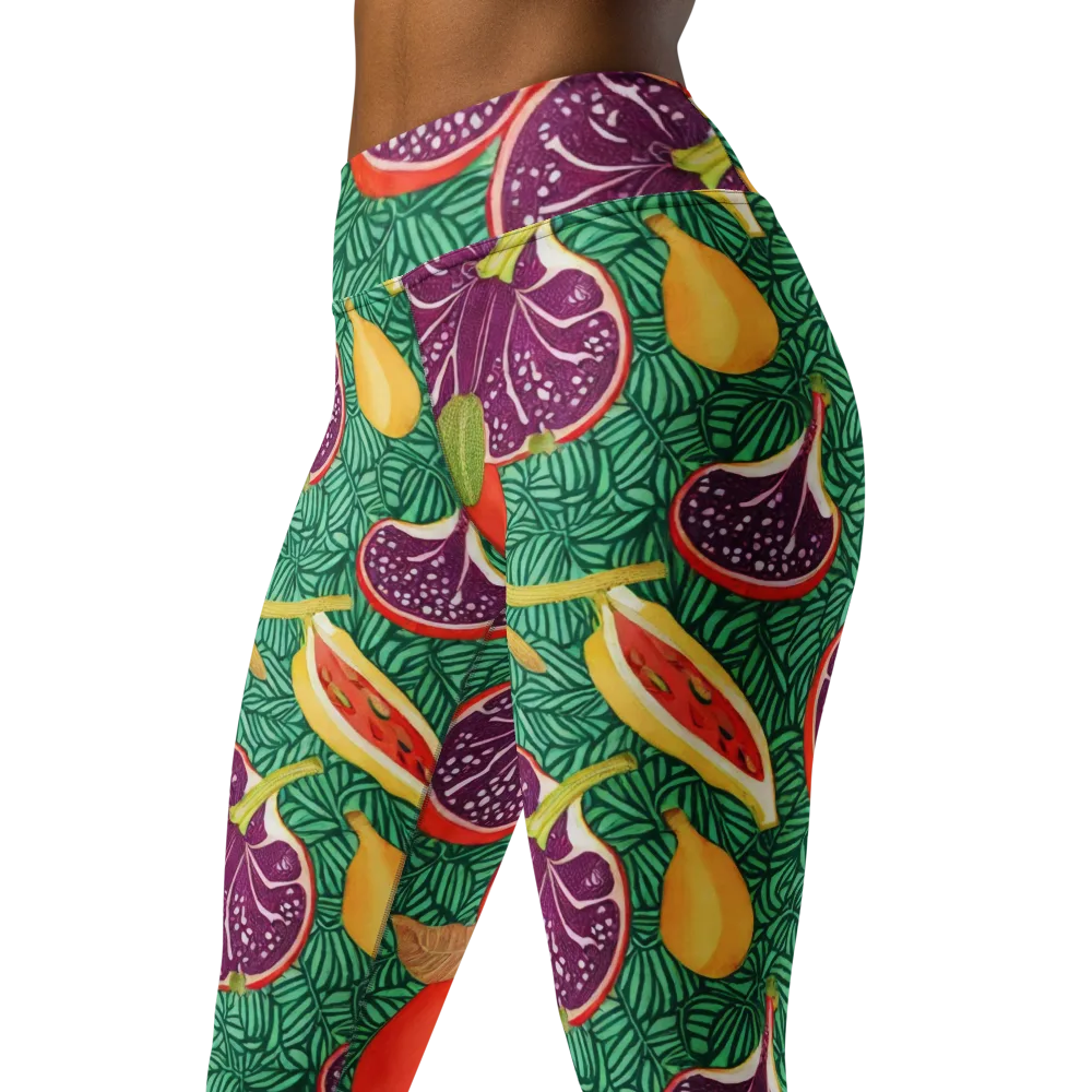 Tropical Still Life on Yoga Leggings — Left Front