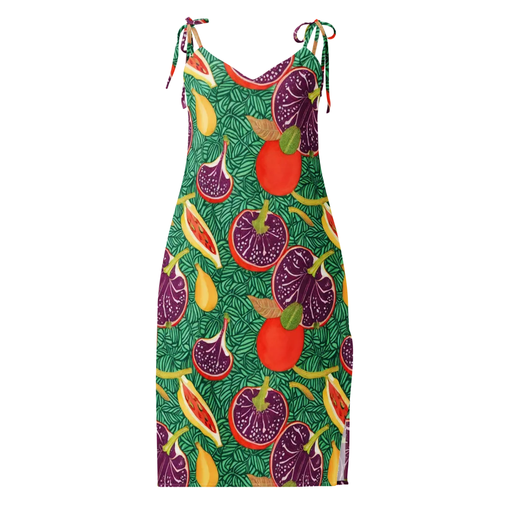 Tropical Still Life on Slip Dress — Front